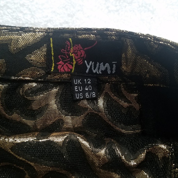 Black & gold floral baroque pencil skirt size 6-8 - Picture 5 of 6